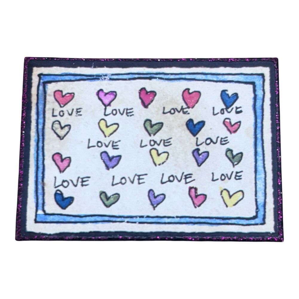 K Floyd Vintage Artisan Brooch Pin Hand Drawn Heart Love Meets Miniature Art